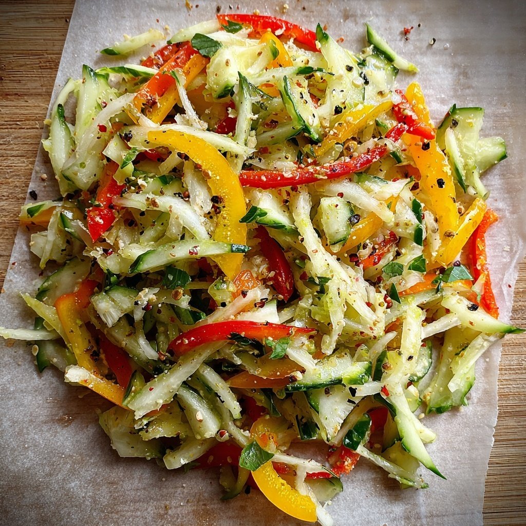 Tangy Cucumber Slaw with Peppers